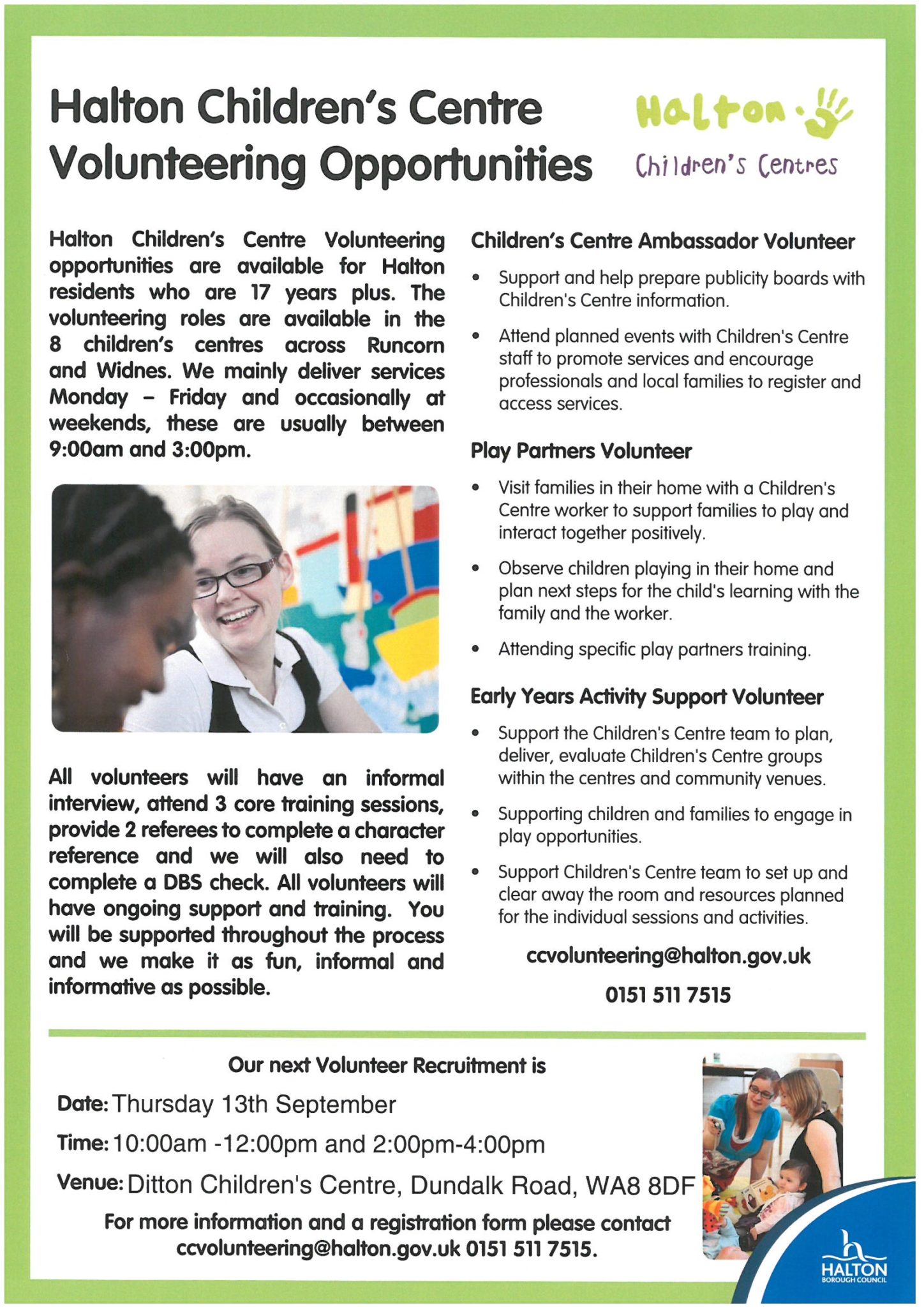 Volunteer opportunities to work with children