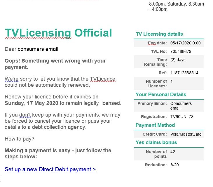 TV licensing scam alert