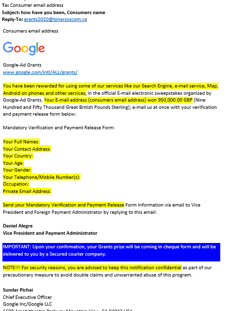 Google scam alert warning from Halton Borough Council