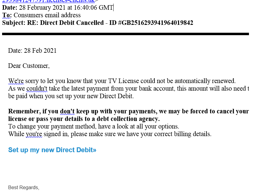 TV licence email scam alert