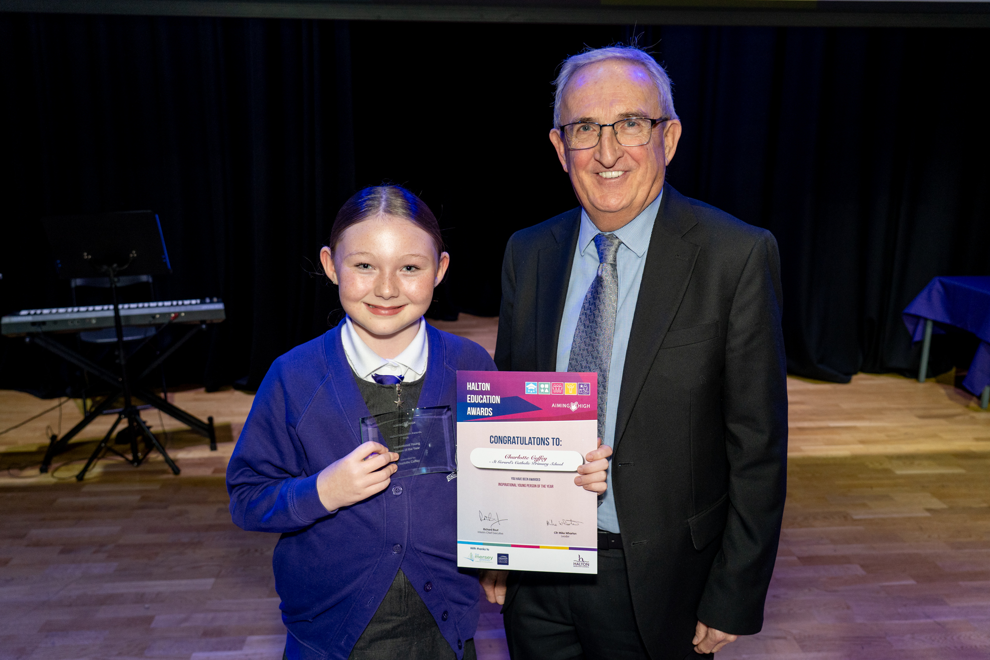 Charlotte Coffee - Inspirational Young Person of the Year Cllr Mike Wharton with the winner of the inspirational young person of the year award