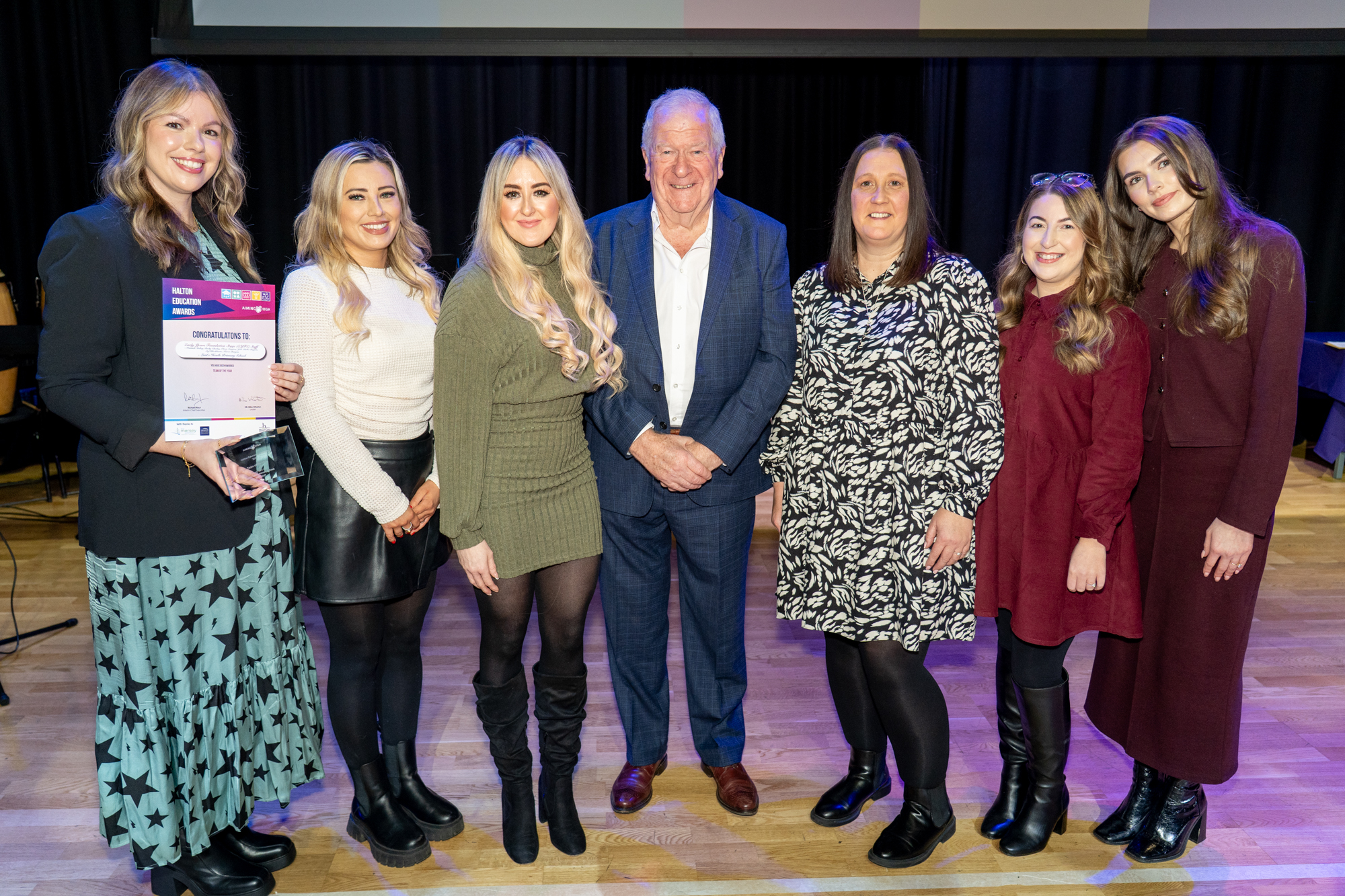 EYFS Lunts Heath Primary School - Team of the Year Cllr Tom McInerney with winners of Team of the Year Award